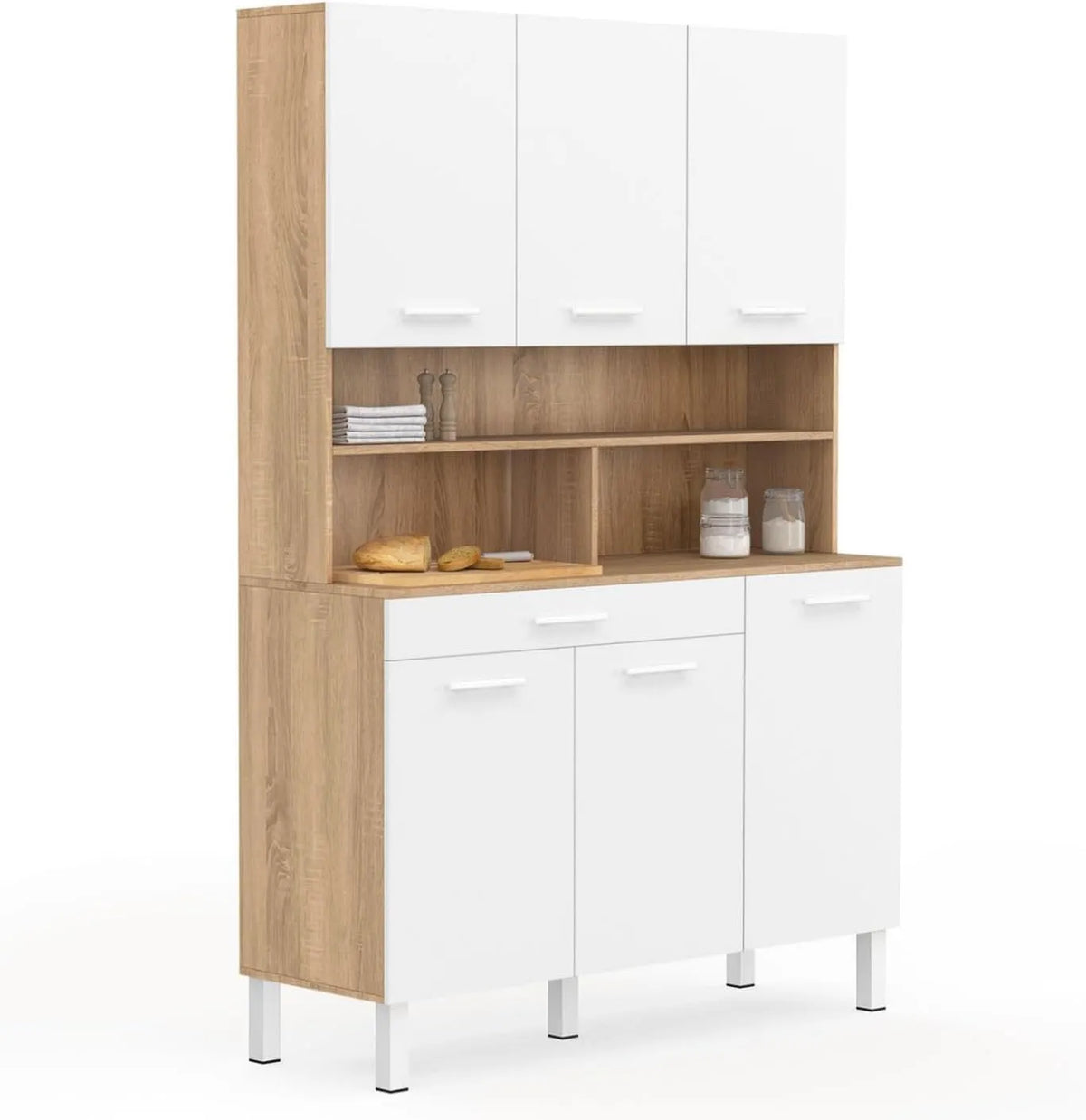 IDMarket — CINA, avec tiroirs, 6 Portes, 120 CM, blanc