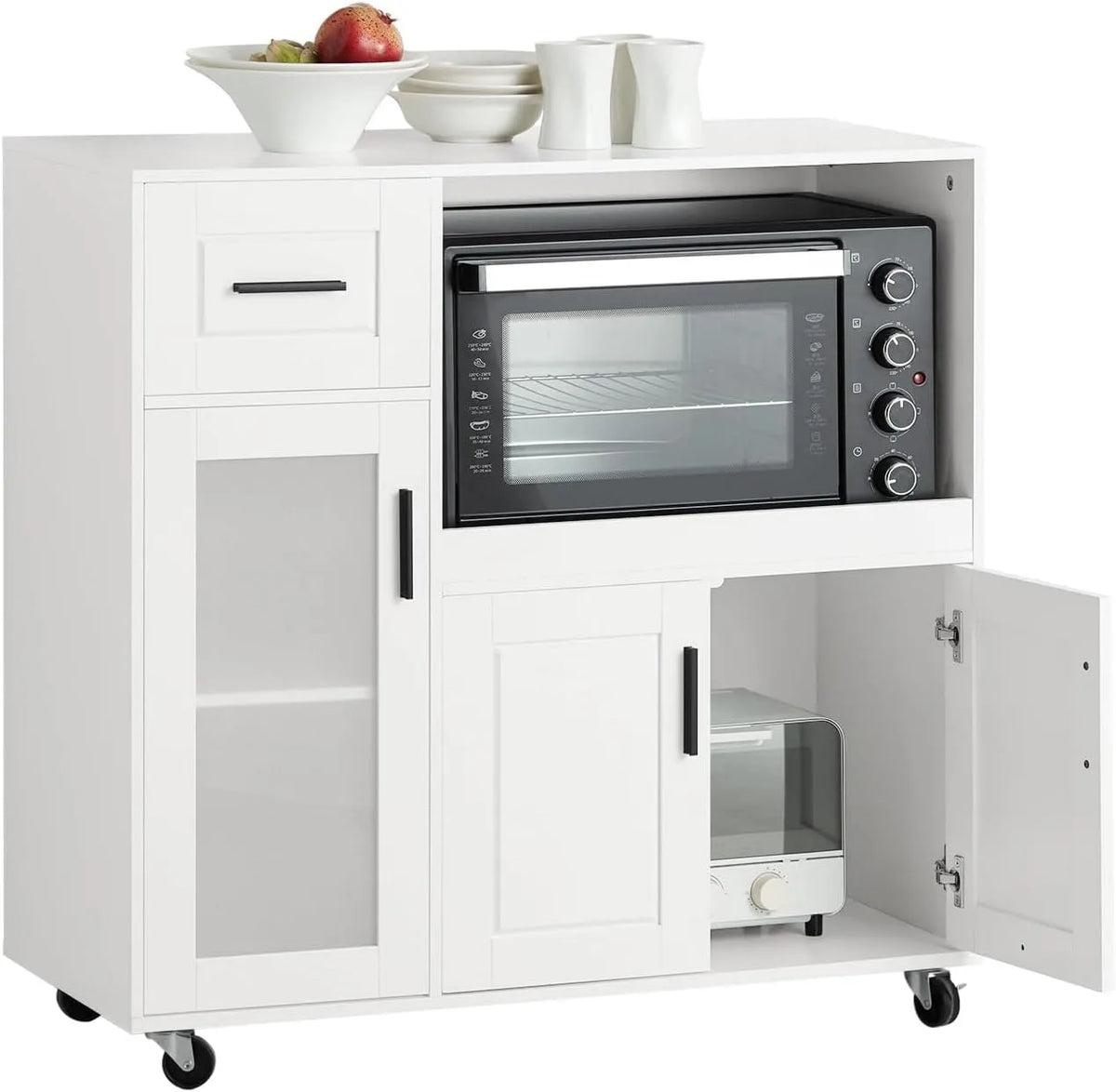 Bureau et table informatique: FSB78-W, avec rangement, avec roulettes, usage à domicile, 88, 5 × 40 × 89 cm, blanc, SoBuy FSB78-W
