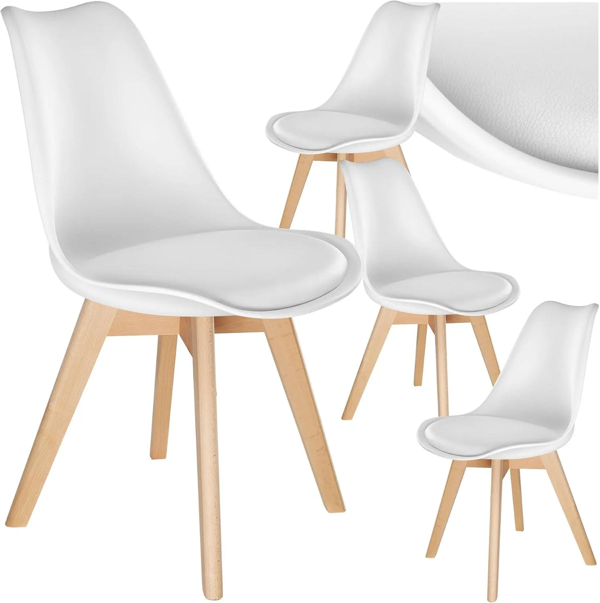 tectake Bureau et table informatique: en bois, Lot de 4, en bois massif
