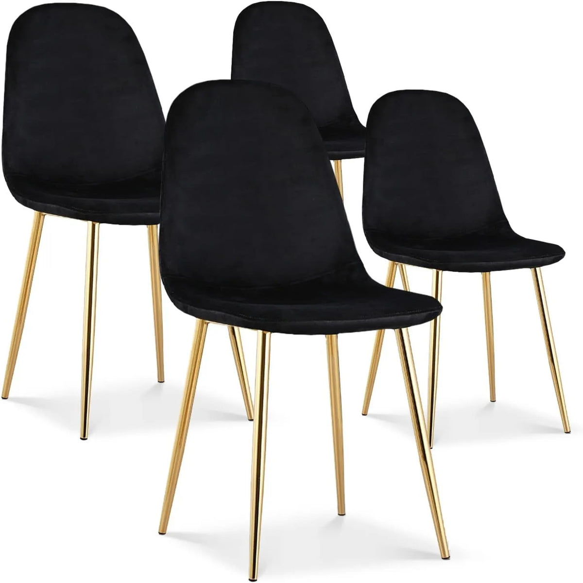 Chaise — DECO, Lot de 4, noir, revêtement en velours