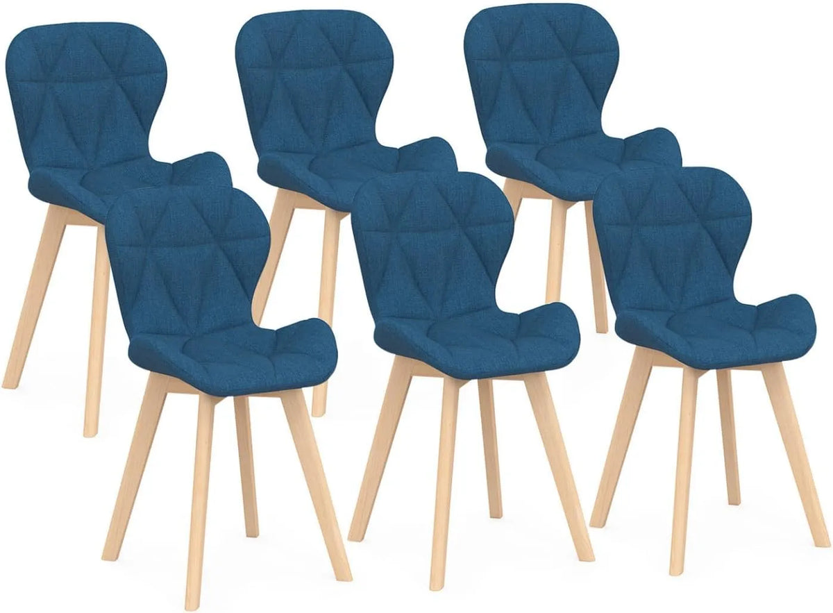 Chaise: ROBINE, revêtement en tissu, Lot de 6, bleu