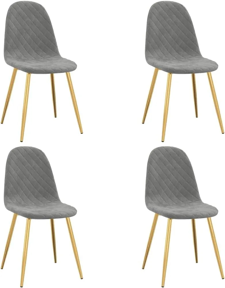 Chaise — lot de 4, gris, revêtement en velours
