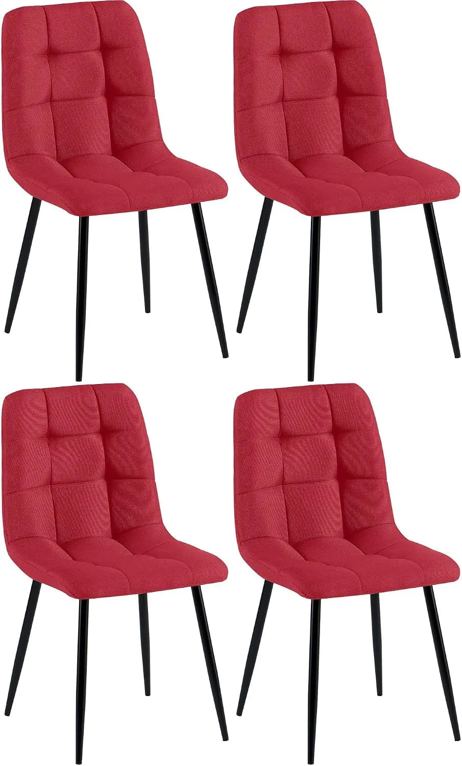 Chaise: revêtement en tissu, Lot de 4, rouge