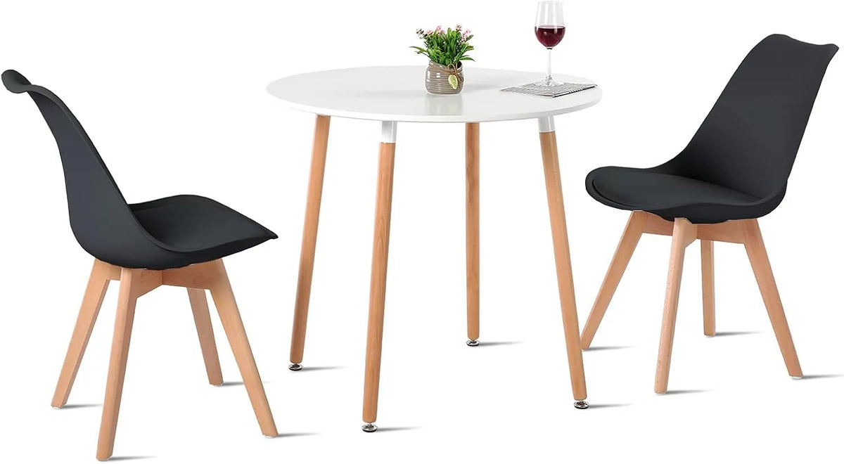 Table à manger et table de salle à manger – en bois, 80 cm, noir