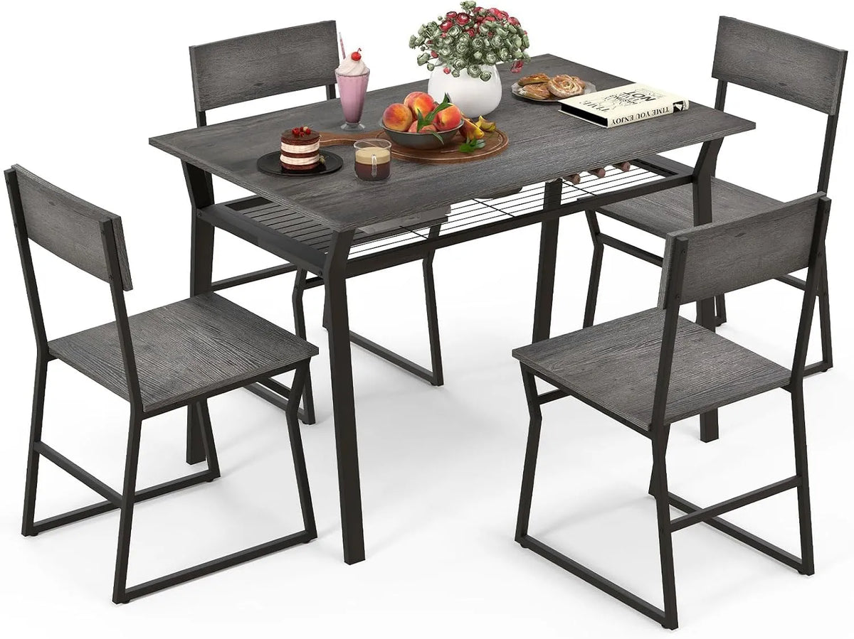 COSTWAY Table à manger et table de salle à manger – en métal, 110 × 70cm, gris