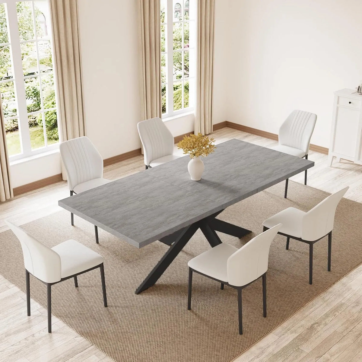 Chaise — en métal, beige, extensible