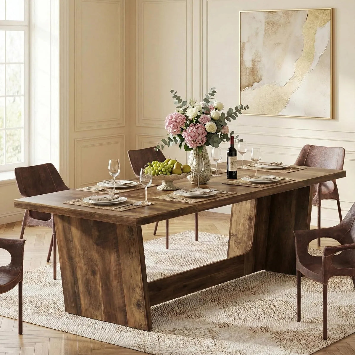 Lailang Table de salle à manger rectangulaire de 180 cm — en bois, sur pied, 180 × 78 × 76 cm