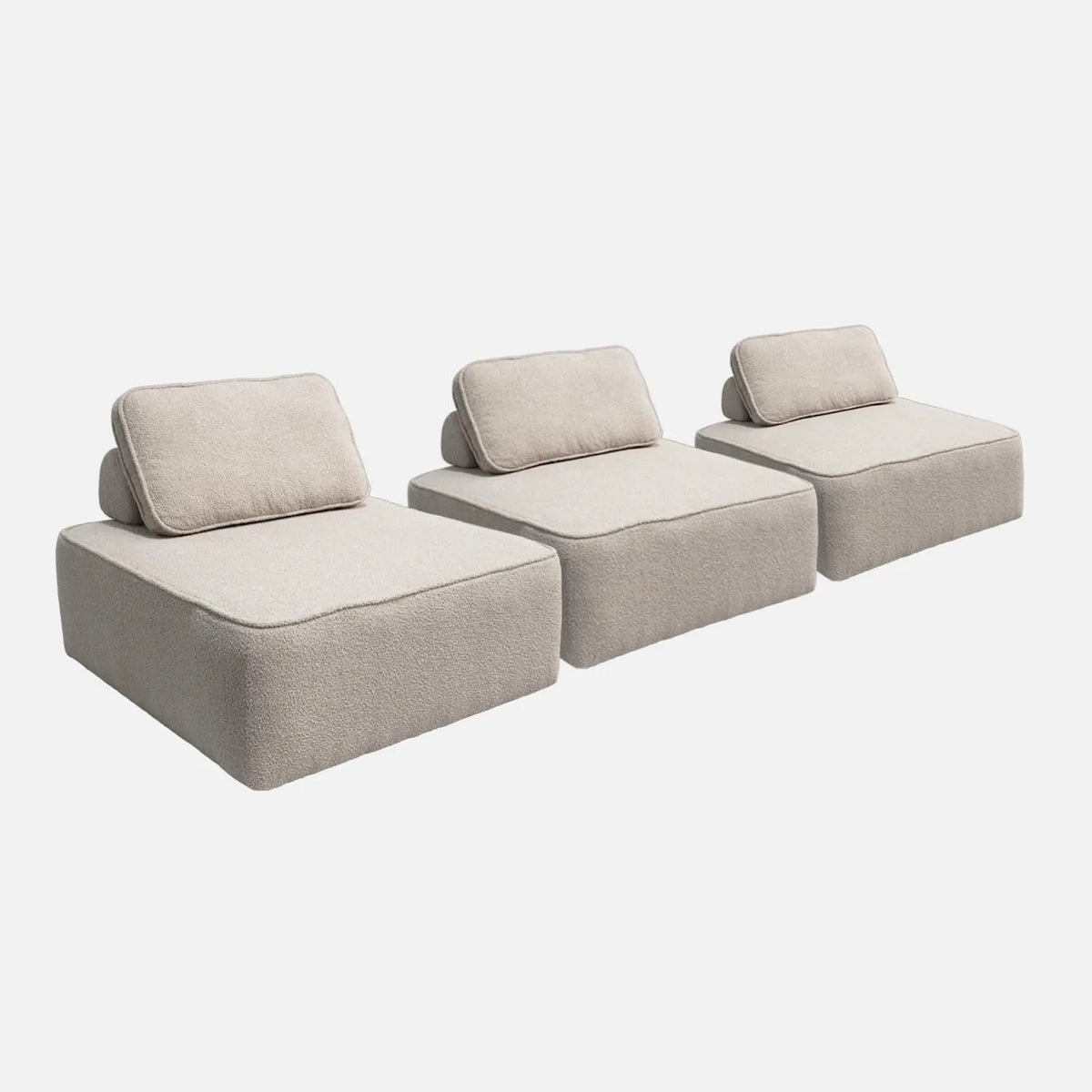 Canapé modulaire: P 90, revêtement en tissu, revêtement bouclé, avec chauffage, Lot de 3, 1 Place, 74cm
