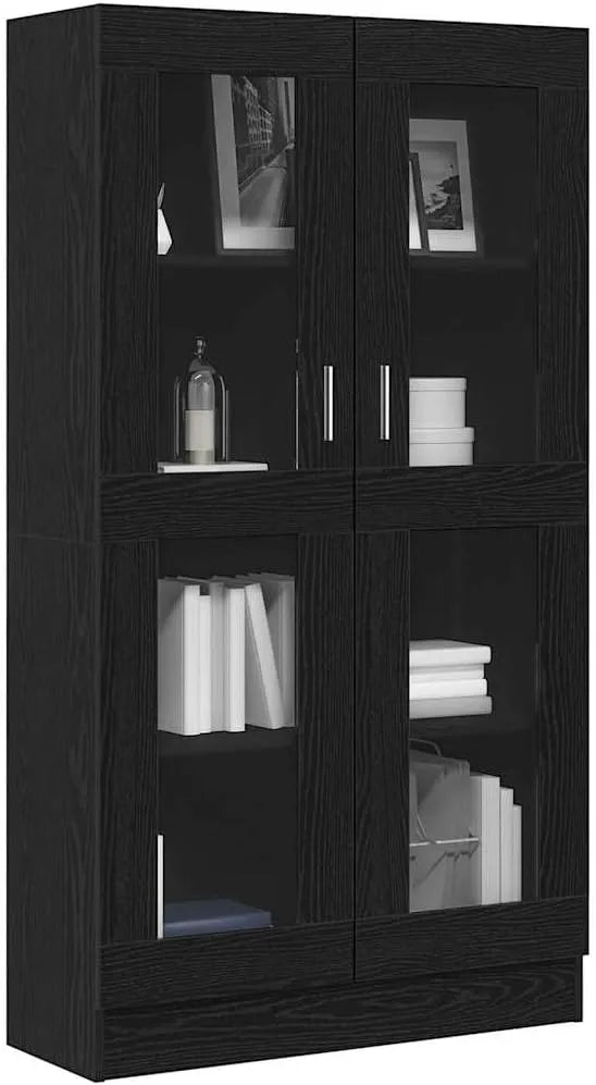 Bibliothèque Chêne Noir 82.5 x 30.5 x 150 cm Bois: en bois, sur pied, avec rangement, 82.5 × 30.5 × 150 cm