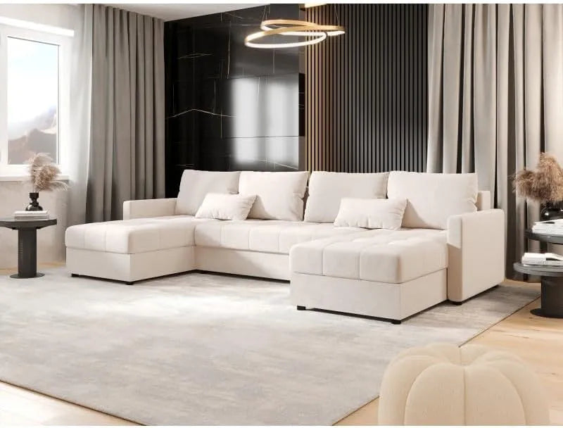 Canapé d'angle et canapé panoramique – MOSIA, convertible, beige