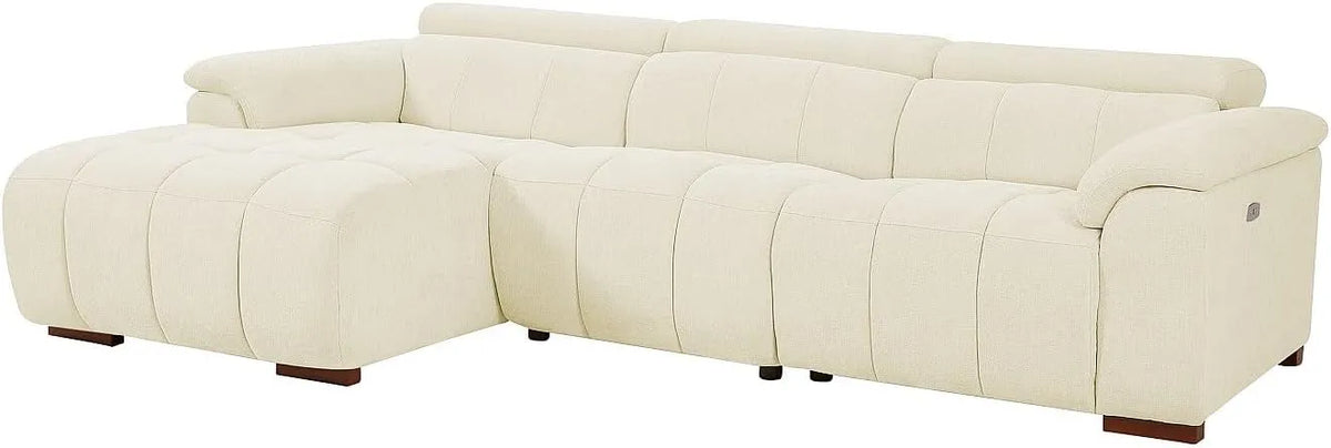 Canapé d'angle et canapé panoramique – MOLPICA, angle gauche, revêtement en tissu, beige