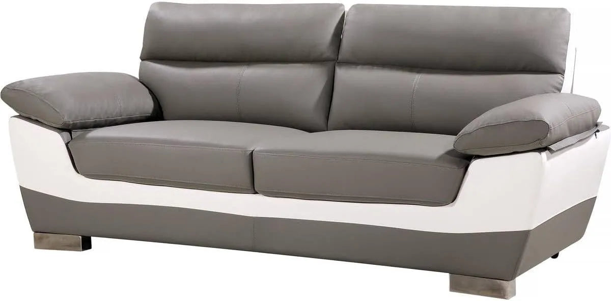 Canapé – PVC, en cuir, 2 Places, 210 cm, gris