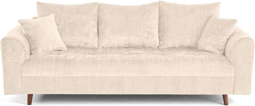 Canapé – Droit, 3 Places, beige, revêtement en velours