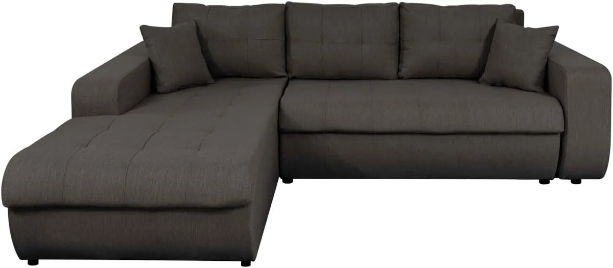 Canapé d'angle et canapé panoramique — L246cm, angle gauche, revêtement en tissu, convertible, 4 Places, gris