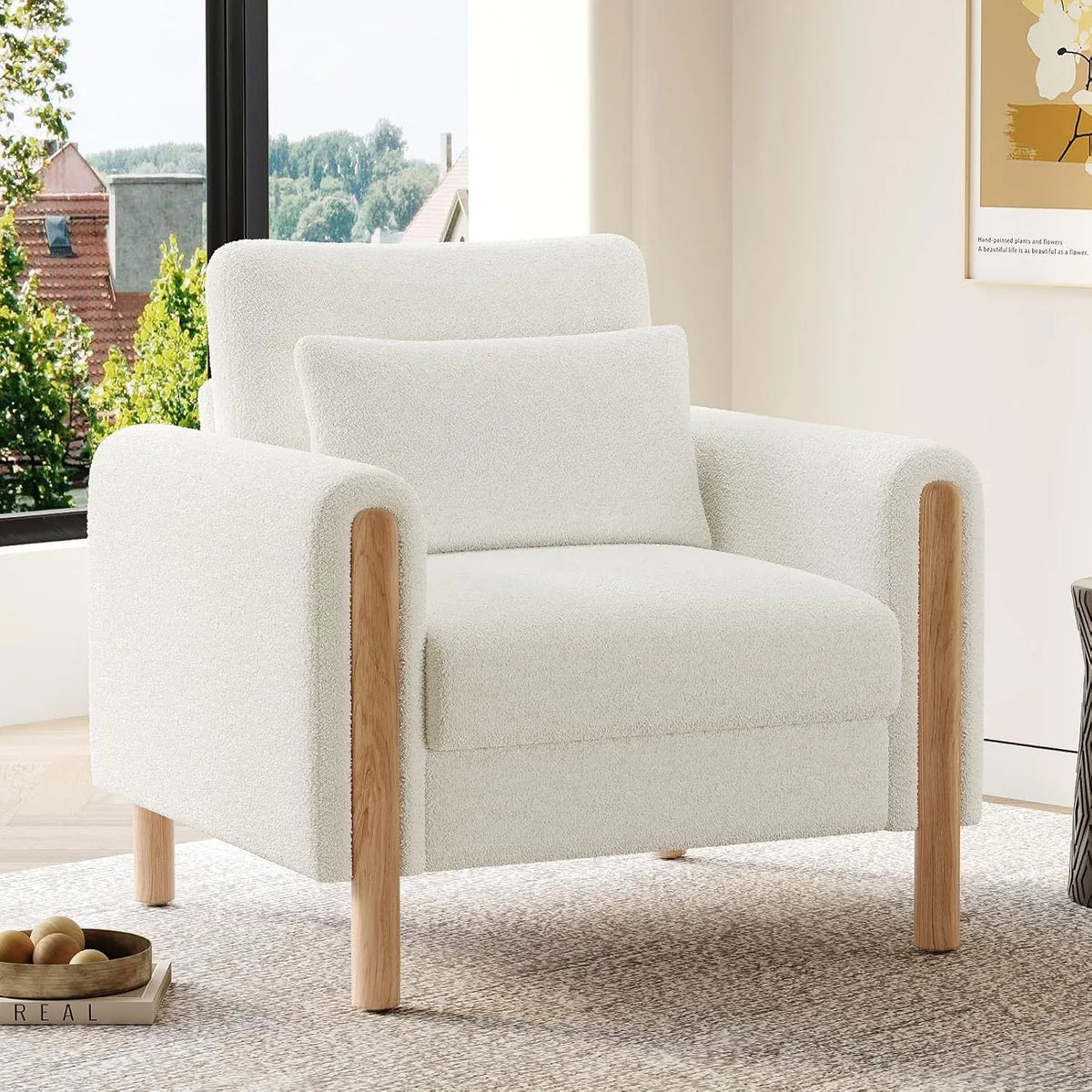 Fauteuil relax et fauteuil inclinable – revêtement en tissu, avec coussins, 87 × 83 × 88.5cm, blanc