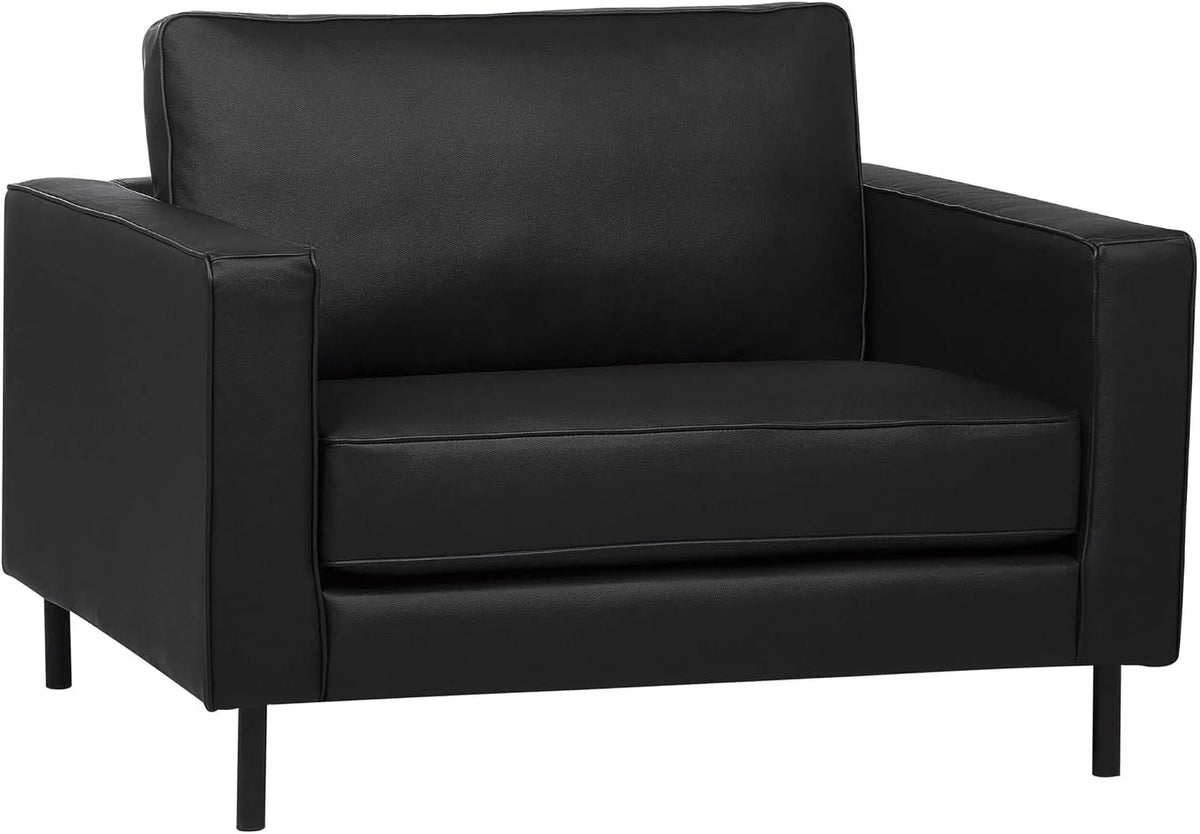 Fauteuil et chaise rembourrée Tapissé en Cuir Noir Fendu avec Assise Spacieuse et