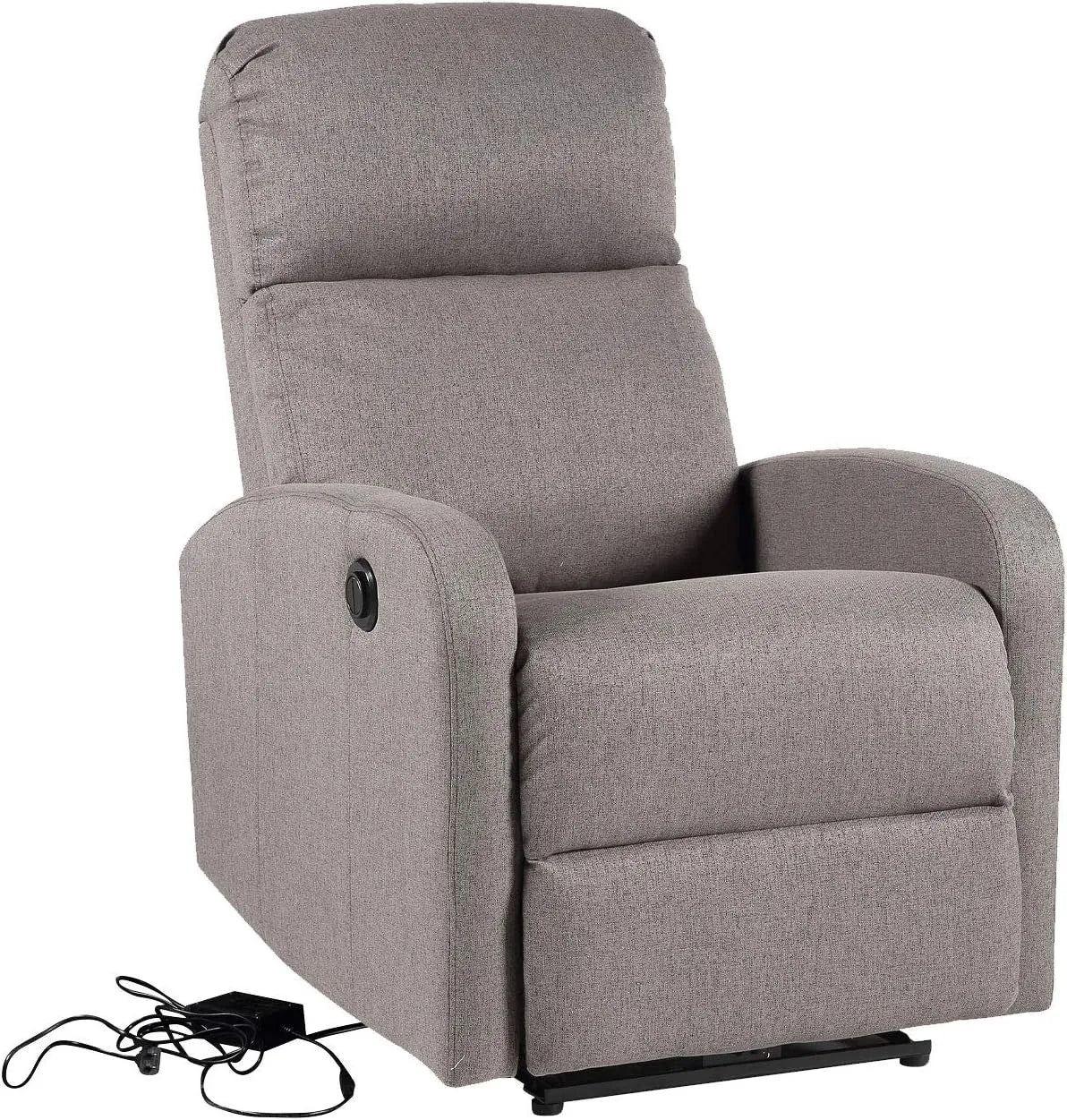 Happy Garden Fauteuil et chaise rembourrée électrique inclinable Relax Gris. Fauteuil de Salon – revêtement en tissu, inclinaison réglable