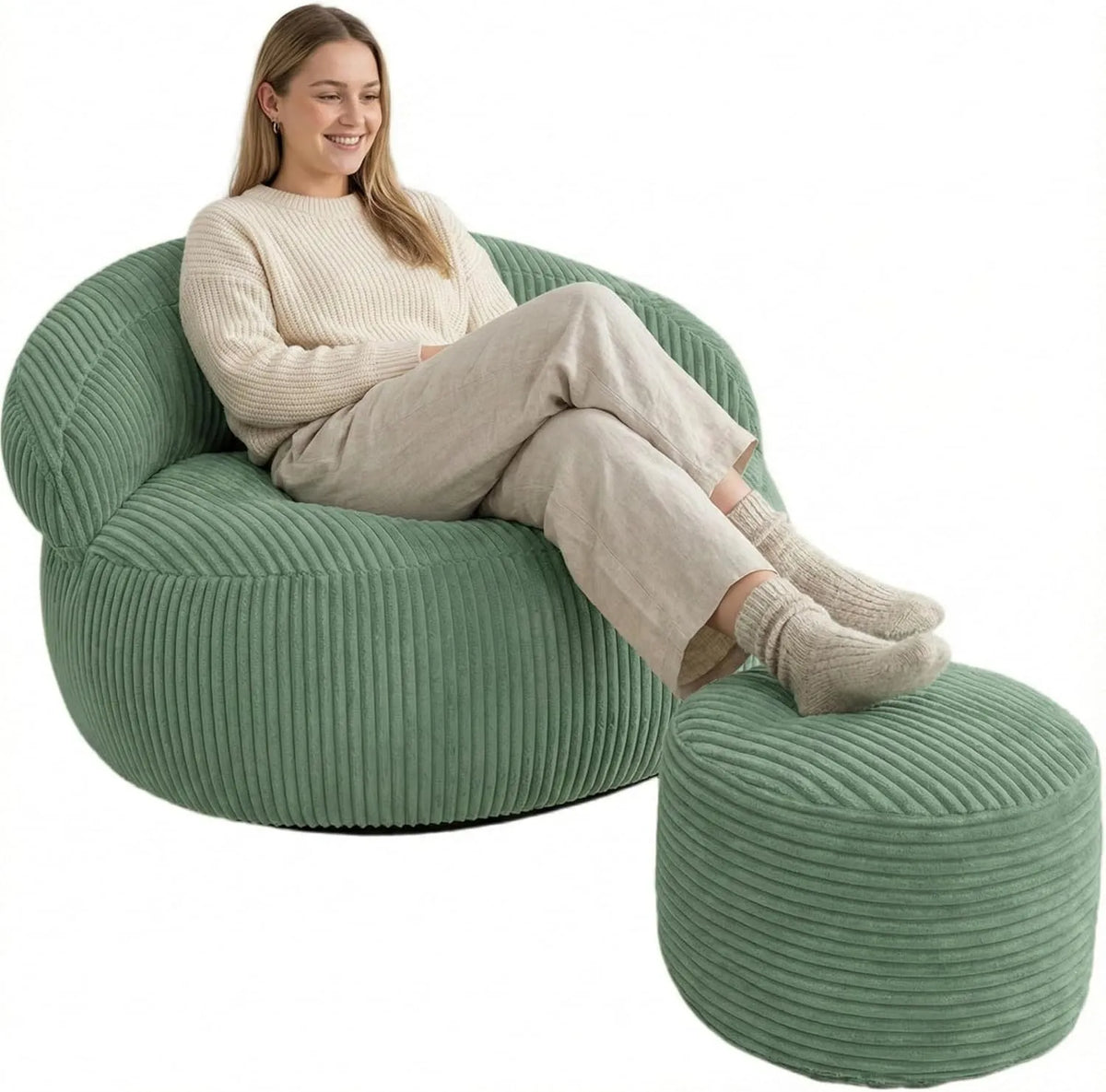 Bananair: lavable, en velours côtelé, 110 × 100cm, vert