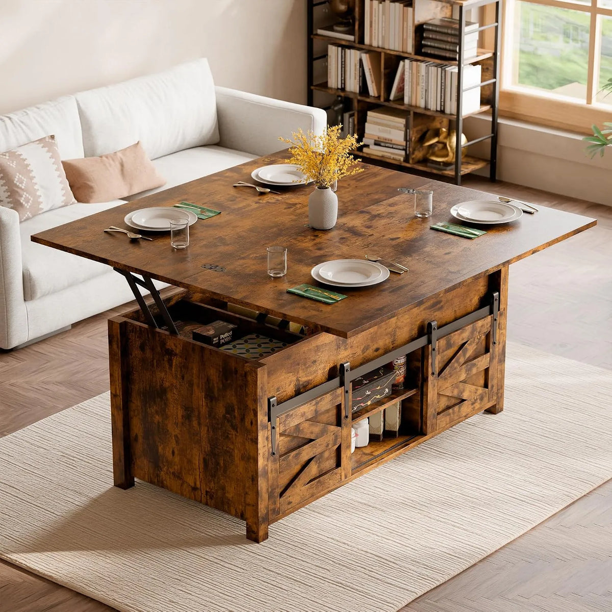 Bureau et table informatique — avec rangement, marron, extensible