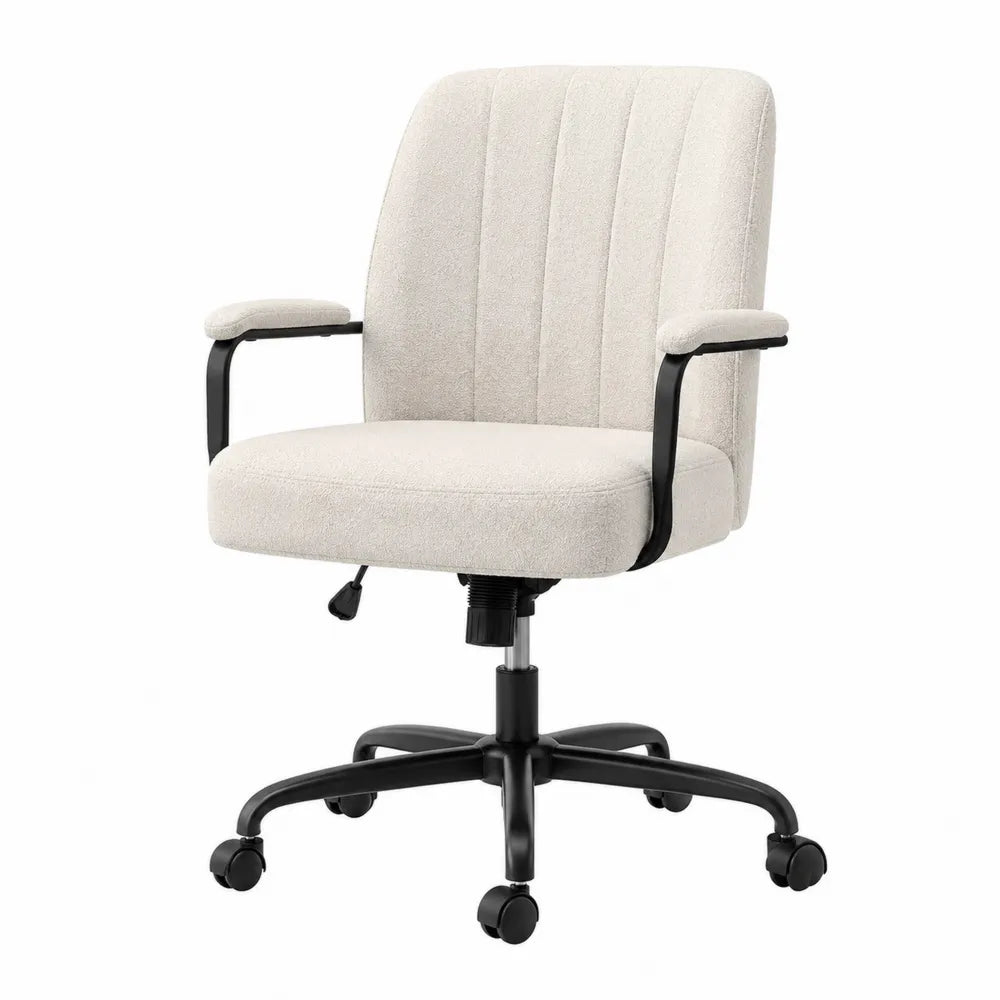 Chaise de bureau en métal et tissu polyester beige