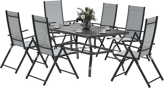 Outsunny 7-Piece Garden Table and Chair Set – gris