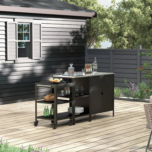 Barbecue: en acier, résistant aux intempéries, Ensemble de 3, noir