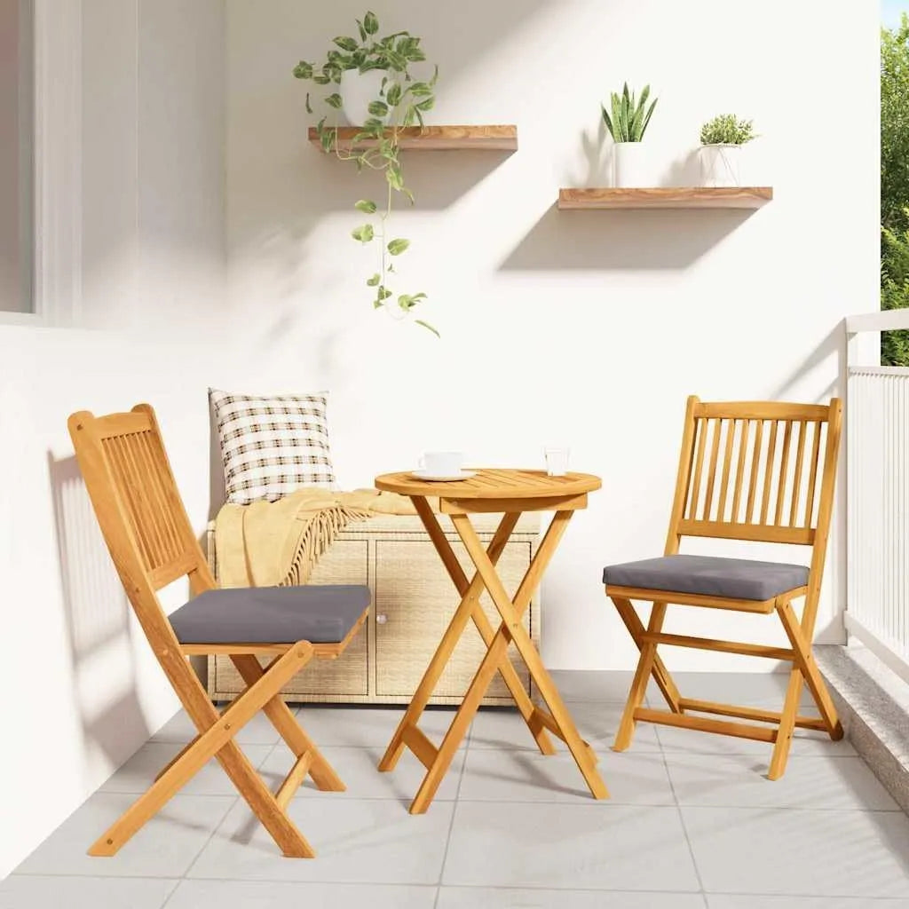 Ensemble bistro de jardin — en bois, résistant aux intempéries, 3 pièces, marron, en bois massif