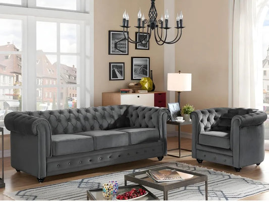 Canapé — 3 Places, anthracite, revêtement en velours