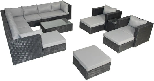 Salon de jardin et ensemble lounge: USINE, en acier, gris