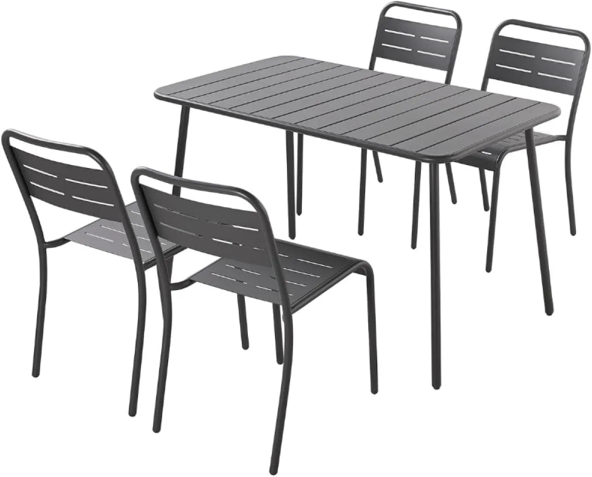 Salon de jardin et ensemble lounge: USINE, en métal, en acier, 6 Places, gris