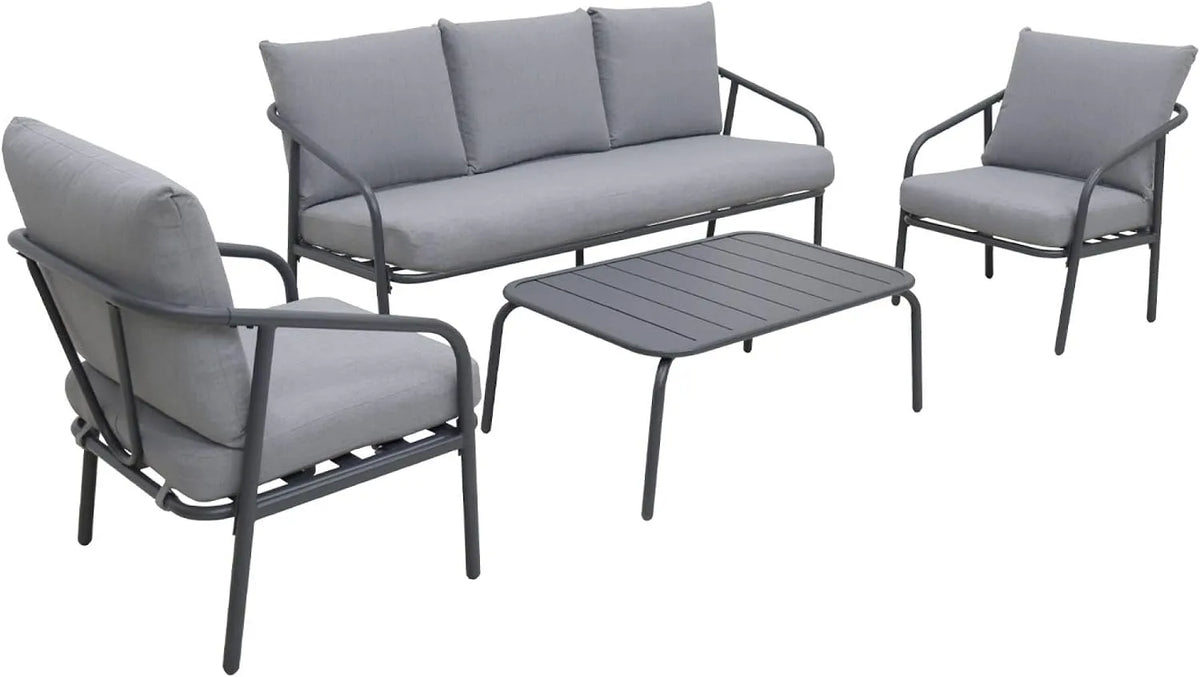 Salon de jardin et ensemble lounge – en acier, avec coussins, 5 Places, anthracite