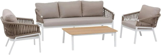 Salon de jardin et ensemble lounge – en aluminium, 5 Places, blanc