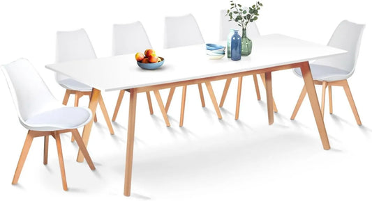 Table à manger et table de salle à manger — SARA, 200 cm, blanc, extensible