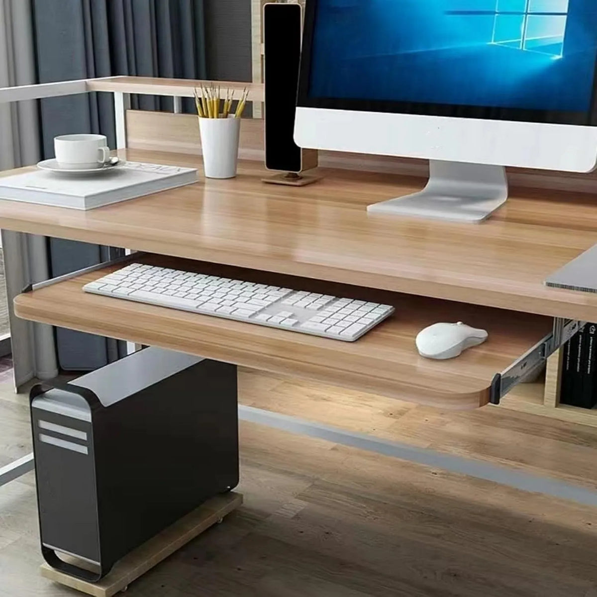 Bureau et table informatique — en bois, utilisation sous bureau, usage à domicile, 70 cm