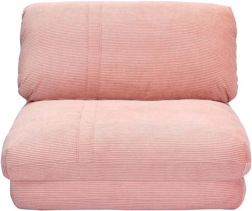 Miliboo Chauffeuse 1 Place Convertible en Tissu Velours côtelé Rose – en velours côtelé, revêtement en tissu, avec chauffage