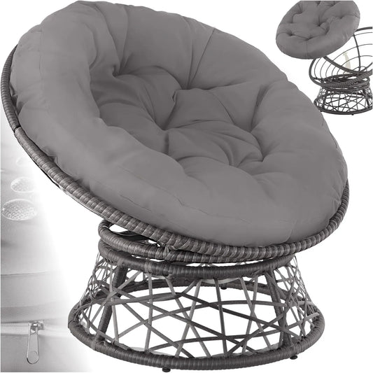 tectake Salon de jardin et ensemble lounge — pivotant, avec coussins, 1 Place, en résine tressée
