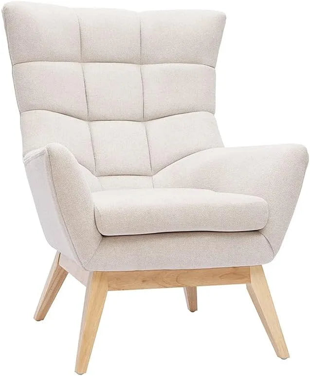 Miliboo Fauteuil et chaise rembourrée scandinave en Tissu Effet Velours texturé Naturel et: revêtement en tissu, en bois