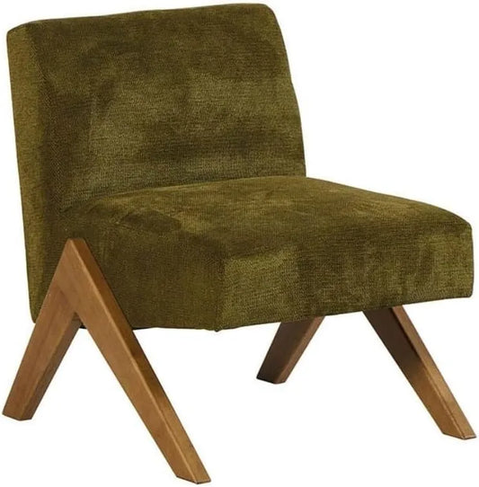 Fauteuil et chaise rembourrée Bois et Tissu Vintage Vert 61cm Casita TOLGA: revêtement en tissu, en bois