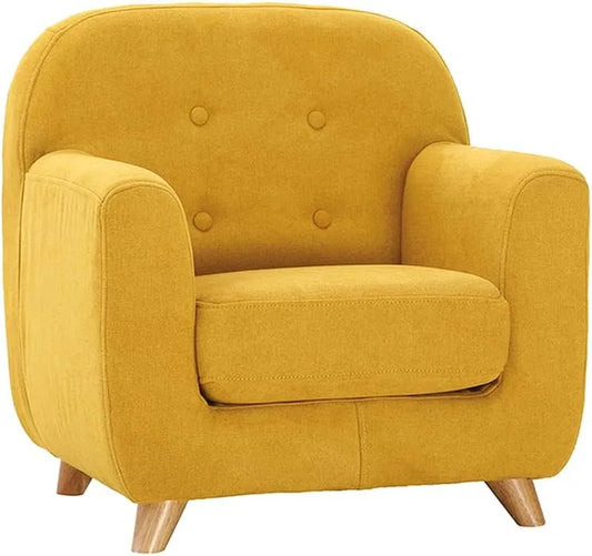 Miliboo Fauteuil et chaise rembourrée Enfant scandinave en Tissu Effet Velours Jaune Moutarde — NORKID, pour enfant, revêtement en tissu, en bois