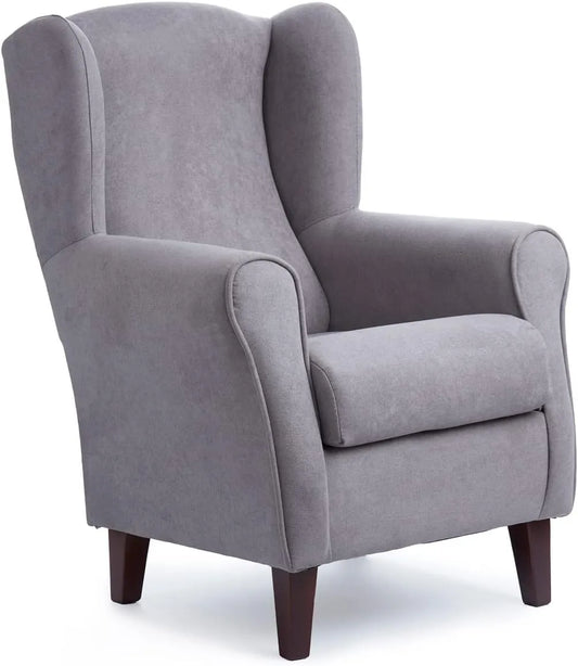 Fauteuil et chaise rembourrée à Oreilles Roma — revêtement en tissu, 100 × 74 × 77 cm