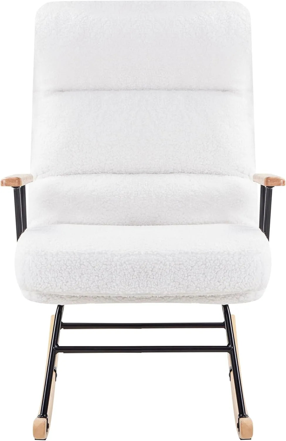 Fauteuil et chaise rembourrée à bascule – en métal, avec accoudoirs, avec dossier, revêtement bouclé, blanc, inclinable