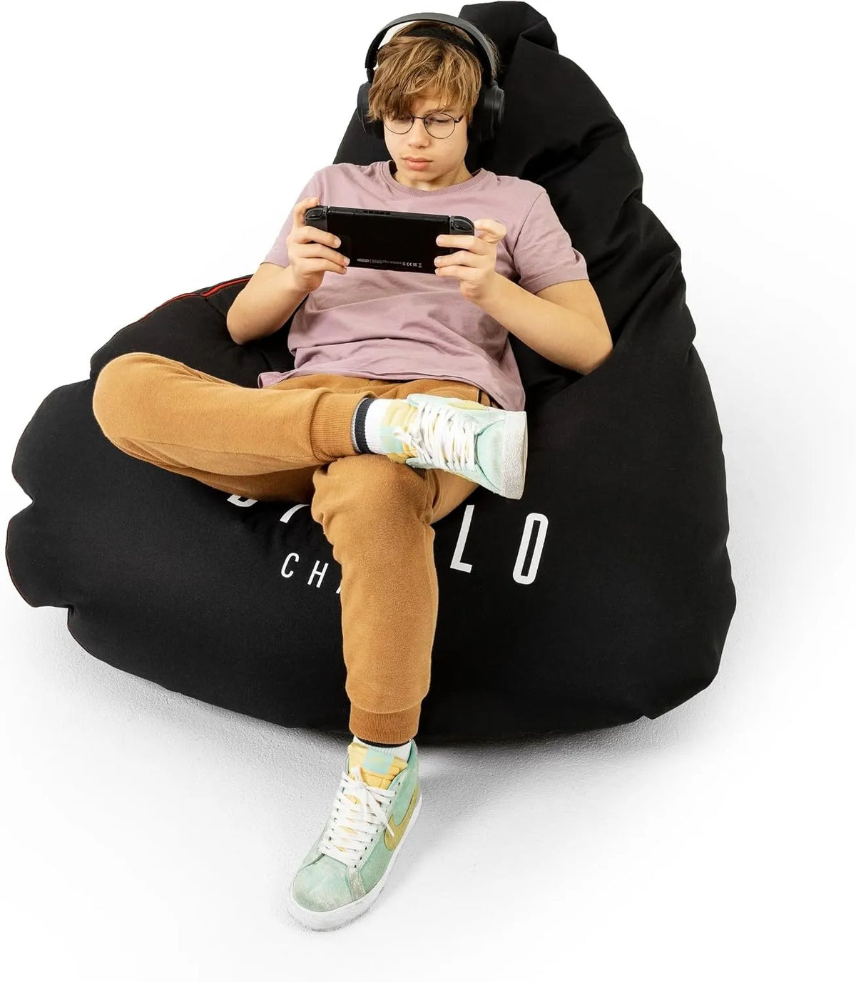 Pouf poire: EPS, pour enfant, en polyester, pour gaming, 110 cm, 100 cm, noir