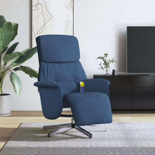 Fauteuil de massage et fauteuil relax: revêtement en tissu, pivotant, réglable, bleu