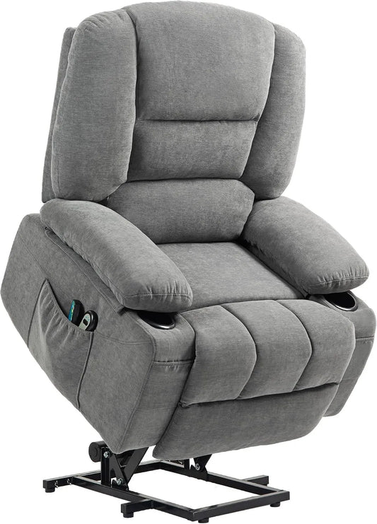 HOMCOM Fauteuil relax et fauteuil inclinable — inclinaison réglable, avec télécommande, 97L, 90l, gris, avec fonction massage