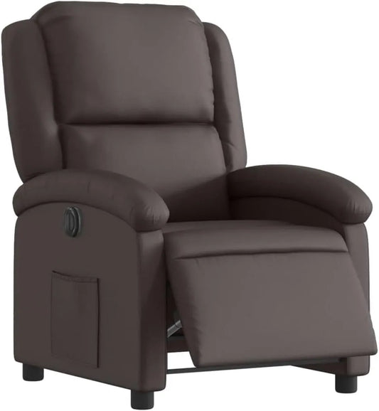Chaise — en cuir, avec dossier, réglable, marron, inclinable