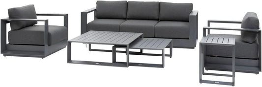 Salon de jardin et ensemble lounge — en polyester, en aluminium, 5 Places