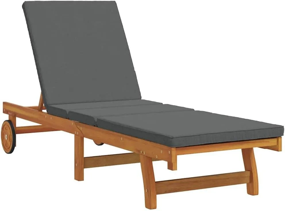 Chaises de jardin – en bois, avec dossier, réglable, 63 × 199 × 85cm, marron
