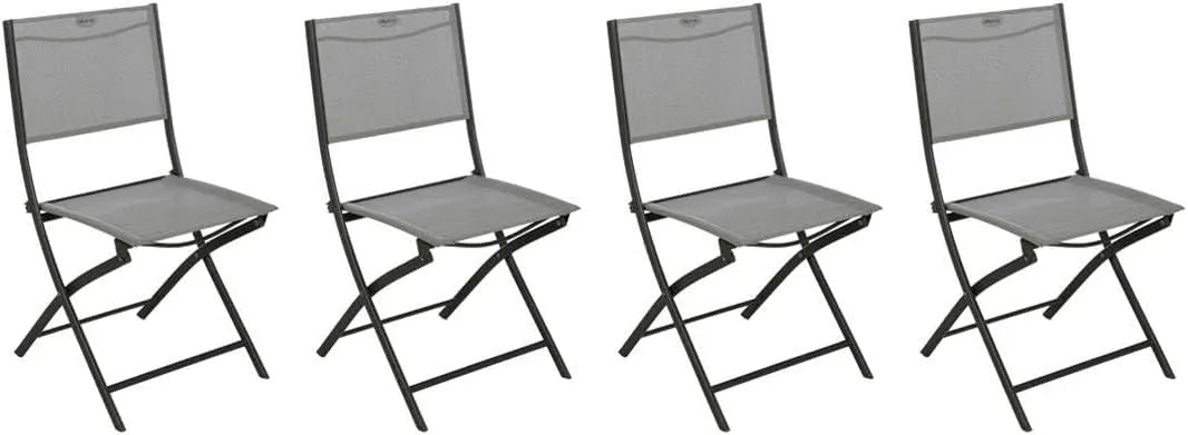 Chaises de jardin – en acier, pliable, Lot de 4, 46 × 52 × 87 cm, gris