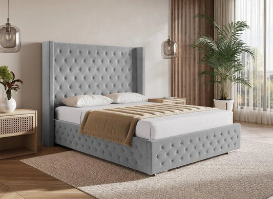 DecoInParis Lit Coffre en Velours 180X200 cm Perla: 180 × 200 cm