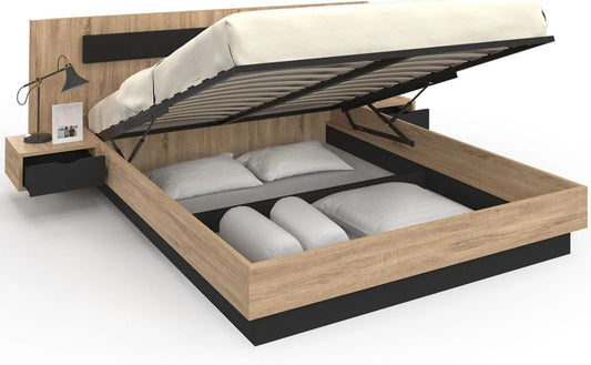 IDMarket – en bois, 160 × 200 cm, noir